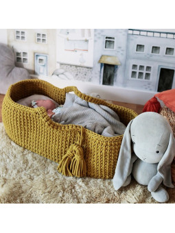 Cestino Mosè Culla Baby Basket Cesta Portabebè uncinetto in cotone Oeko-Tex - Happy Moses