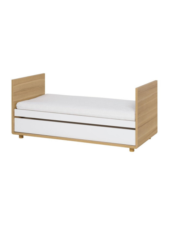 Crib for babies convertible into Montessori bed for children 70x140 in white and Oak wood Evolve collection by VOX
