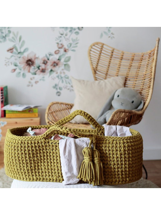 Moses Baby Basket Cradle Crochet in Oeko-Tex cotton - Happy Moses
