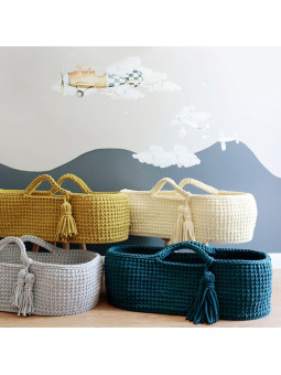 Cestino Mosè Culla Baby Basket Cesta Portabebè uncinetto in cotone Oeko-Tex - Happy Moses