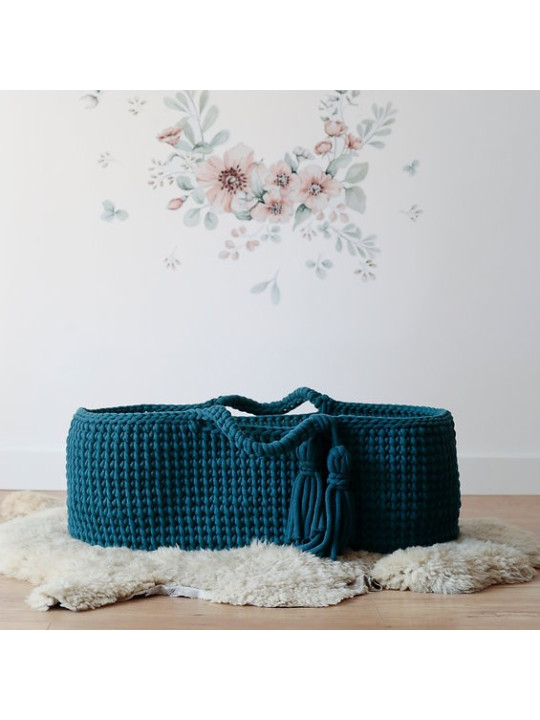 Moses basket Cradle Baby Basket Baby basket crochet in Oeko-Tex cotton - Happy Moses