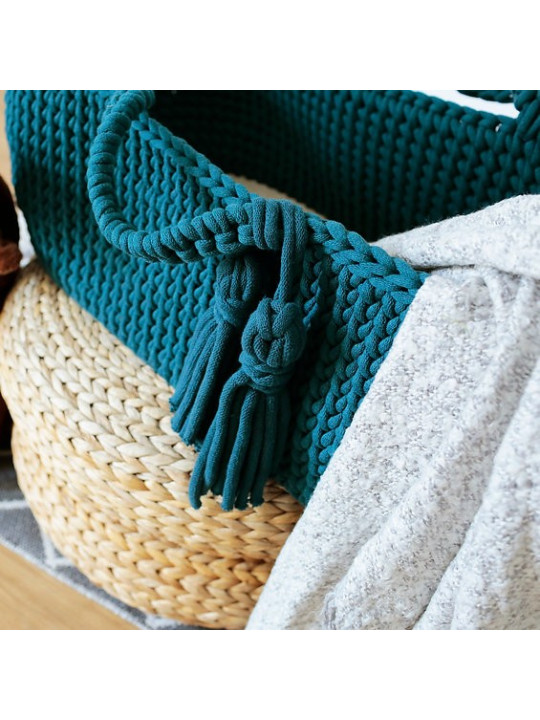 Moses basket Cradle Baby Basket Baby basket crochet in Oeko-Tex cotton - Happy Moses