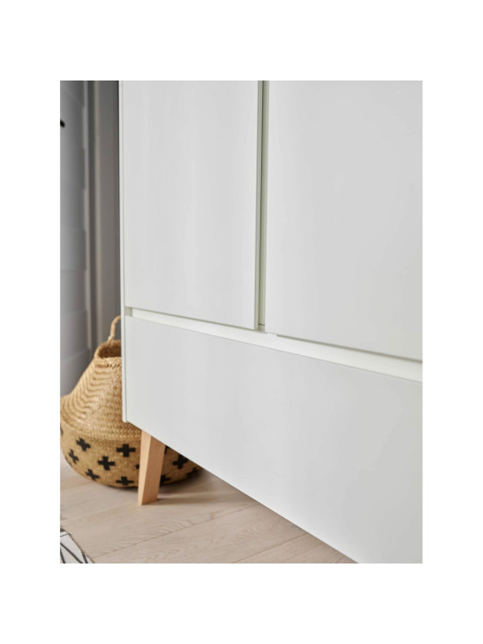 2-Door Wardrobe for Children in solid white/natural beech wood  - Nordic Scandinavian design - Swing Collection by Pinio