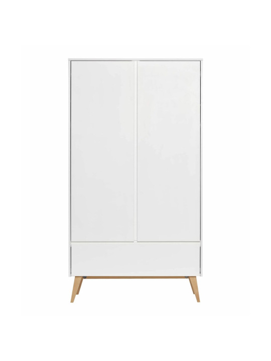 2-Door Wardrobe for Children in solid white/natural beech wood  - Nordic Scandinavian design - Swing Collection by Pinio