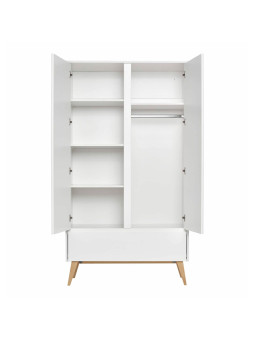 2-Door Wardrobe for Children in solid white/natural beech wood  - Nordic Scandinavian design - Swing Collection by Pinio