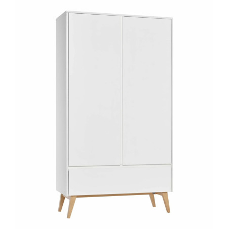 2-Door Wardrobe for Children in solid white/natural beech wood  - Nordic Scandinavian design - Swing Collection by Pinio