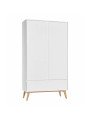 2-Door Wardrobe for Children in solid white/natural beech wood  - Nordic Scandinavian design - Swing Collection by Pinio