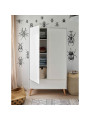 2-Door Wardrobe for Children in solid white/natural beech wood  - Nordic Scandinavian design - Swing Collection by Pinio