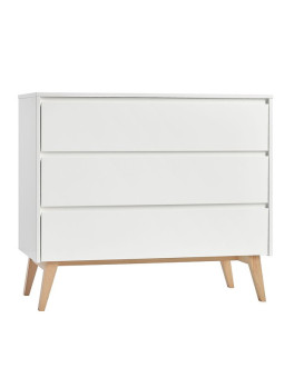 Cassettiera 3 cassetti per bambini in legno di faggio bianco e naturale con fasciatoio - Collezione Swing by Pinio