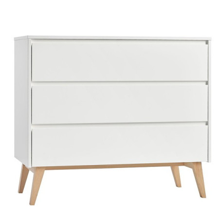 Cassettiera 3 cassetti per bambini in legno di faggio bianco e naturale con fasciatoio - Collezione Swing by Pinio