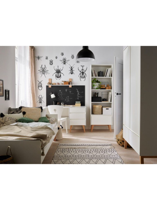 High Bookcase for Children and Kids Bedroom in White/Natural Wood - Nordic Scandinavian design - Swing Collection by Pinio
