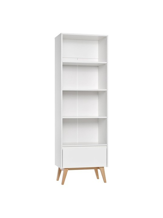 High Bookcase for Children and Kids Bedroom in White/Natural Wood - Nordic Scandinavian design - Swing Collection by Pinio