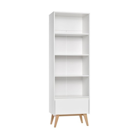 High Bookcase for Children and Kids Bedroom in White/Natural Wood - Nordic Scandinavian design - Swing Collection by Pinio