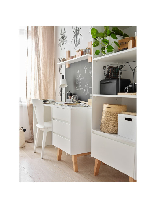 High Bookcase for Children and Kids Bedroom in White/Natural Wood - Nordic Scandinavian design - Swing Collection by Pinio