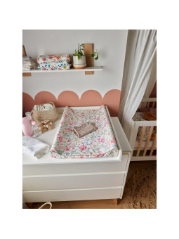 Chest of 3 Drawers with Changing Table for Kids and Children in solid white/natural beech wood  - Swing Collection by Pinio