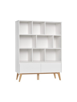 Libreria per cameretta in legno bianco e gambe naturali - Design nordico scandinavo - Collezione Swing by Pinio