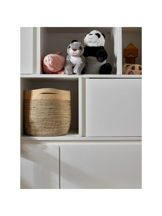 Low Bookcase for Children and Kids Bedroom in White/Natural Wood - Nordic Scandinavian design - Swing Collection by Pinio