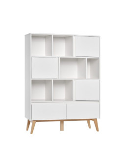Additional door for Low Bookcase for Children and Kids Bedroom in White/Natural Wood- Swing Collection by Pinio