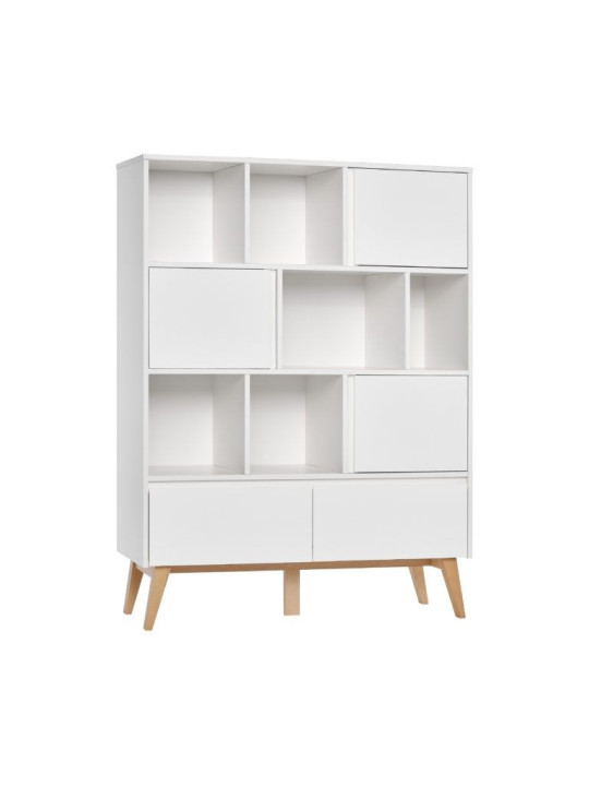 Additional door for Low Bookcase for Children and Kids Bedroom in White/Natural Wood- Swing Collection by Pinio