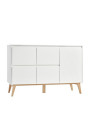 Large Chest of Drawers for Children and Kids Bedroom in White/Natural Wood with Changing Table - Swing Collection by Pinio