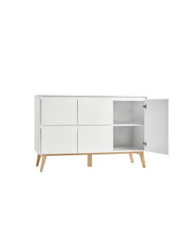 Large Chest of Drawers for Children and Kids Bedroom in White/Natural Wood with Changing Table - Swing Collection by Pinio