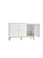 Large Chest of Drawers for Children and Kids Bedroom in White/Natural Wood with Changing Table - Swing Collection by Pinio