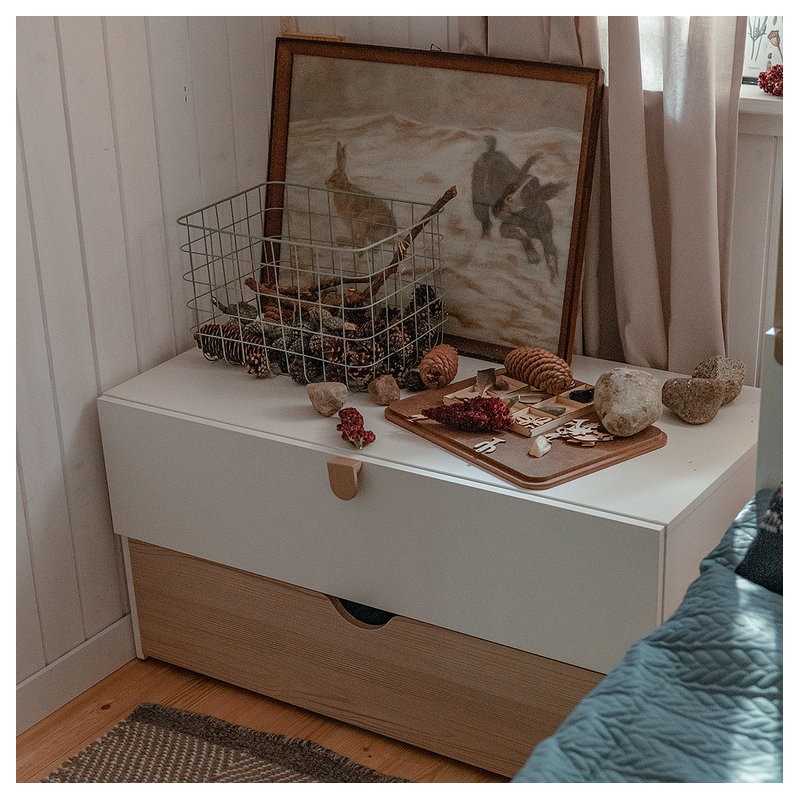 Modular dresser with removable drawer for Children and Teenagers in natural and white wood Stige collection by VOX
