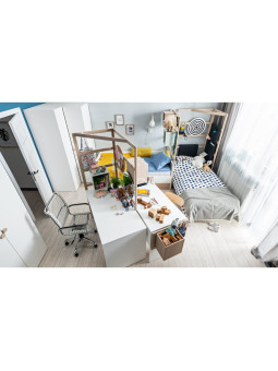 Corner Wardrobe for Children and Teenagers in natural and white wood Stige collection by VOX