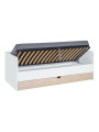 Single bed 90x200 with slats and additional bed for children and teenagers in natural and white wood - Stige collection by VOX