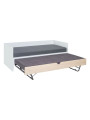 Letto singolo 90x200 con doghe e lettino aggiuntivo per bambini e ragazzi in legno naturale e bianco - collezione Stige di VOX