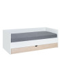 Letto singolo 90x200 con doghe e lettino aggiuntivo per bambini e ragazzi in legno naturale e bianco - collezione Stige di VOX