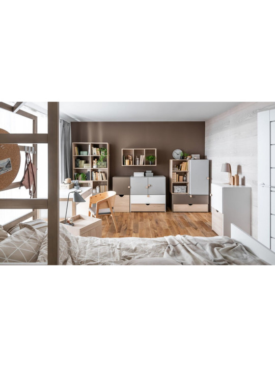 Modular bookcase for Children and Teenagers in natural or blue or pistachio wood Stige collection by VOX