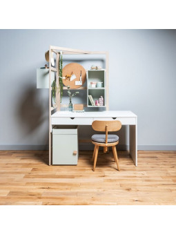 Modular container for desk 140 Stige for Children and Teenagers in natural or blue or pistachio wood Stige collection by VOX -