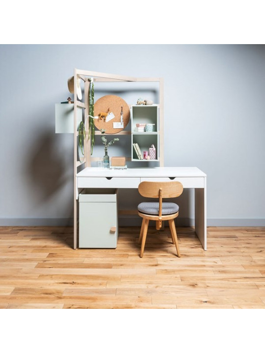 Modular container for desk 140 Stige for Children and Teenagers in natural or blue or pistachio wood Stige collection by VOX -