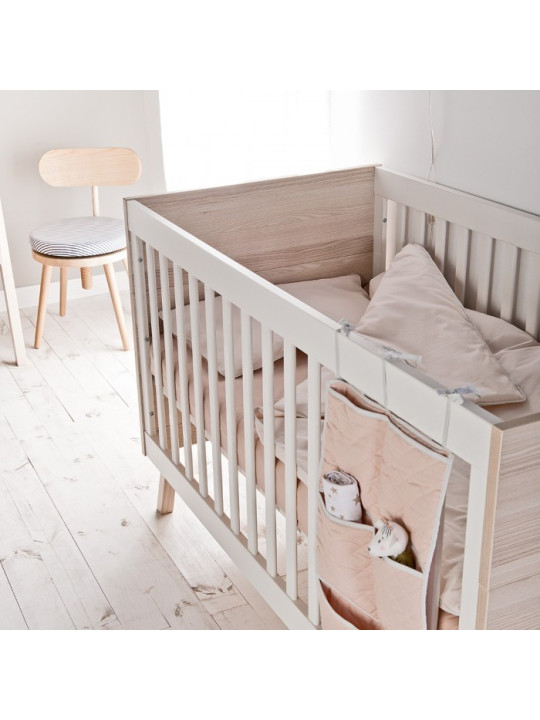 Crib for babies convertible into Montessori bed for children 70x140 in white and Oak wood Spot collection by VOX