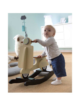 Vespa Scooter a dondolo per bambini 12 mesi + in MDF panna e nero by Childhome