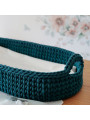 Crochet Baby Changing Moses Basket - recycled cotton and pine wood