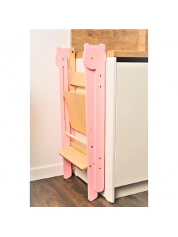 Montessori Kitchen Space-saving foldable Stool for Children in wood