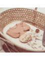 Grass Baby Moses Basket - handmade of 100% natural corn husk finished with a fabric ribbon