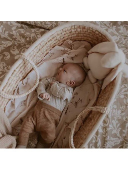 Grass Baby Moses Basket - handmade of 100% natural corn husk finished with a fabric ribbon