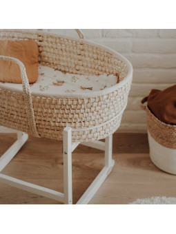 Grass Baby Moses Basket - handmade of 100% natural corn husk finished with a fabric ribbon