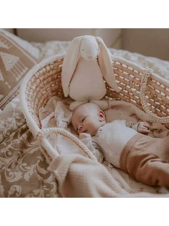 Grass Baby Moses Basket - handmade of 100% natural corn husk finished with a fabric ribbon