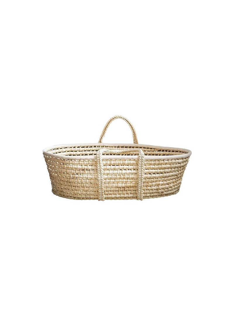 Grass Baby Moses Basket - handmade of 100% natural corn husk finished with a fabric ribbon