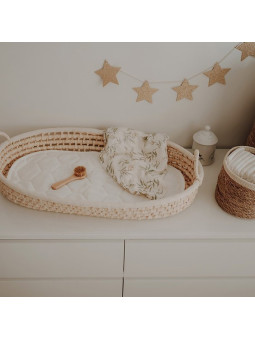 Grass Baby Changing Basket - handmade of 100% natural corn husk finished with a fabric ribbon