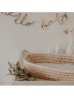 Grass Baby Changing Basket - handmade of 100% natural corn husk finished with a fabric ribbon