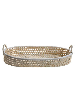 Grass Baby Changing Basket - handmade of 100% natural corn husk finished with a fabric ribbon