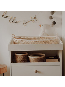 Grass Baby Changing Basket - handmade of 100% natural corn husk finished with a fabric ribbon