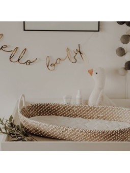 Thin Grass Baby Changing Basket - handmade of 100% natural corn husk finished with a fabric ribbon