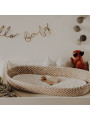 Thin Grass Baby Changing Basket - handmade of 100% natural corn husk finished with a fabric ribbon