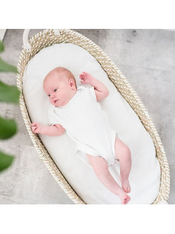 Thin Grass Baby Changing Basket - handmade of 100% natural corn husk finished with a fabric ribbon